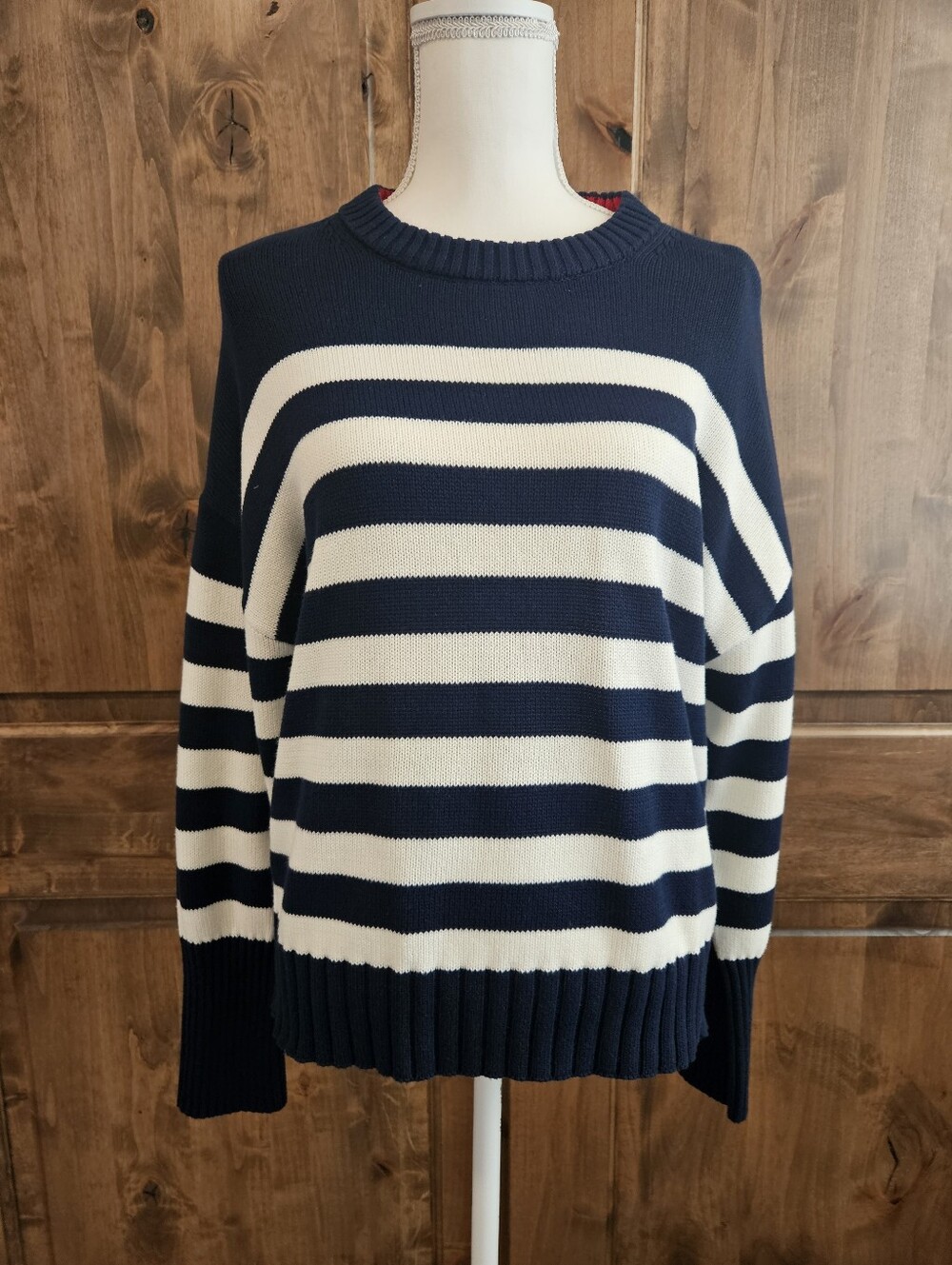 Women's Navy/White Striped Oversized Sweater Top